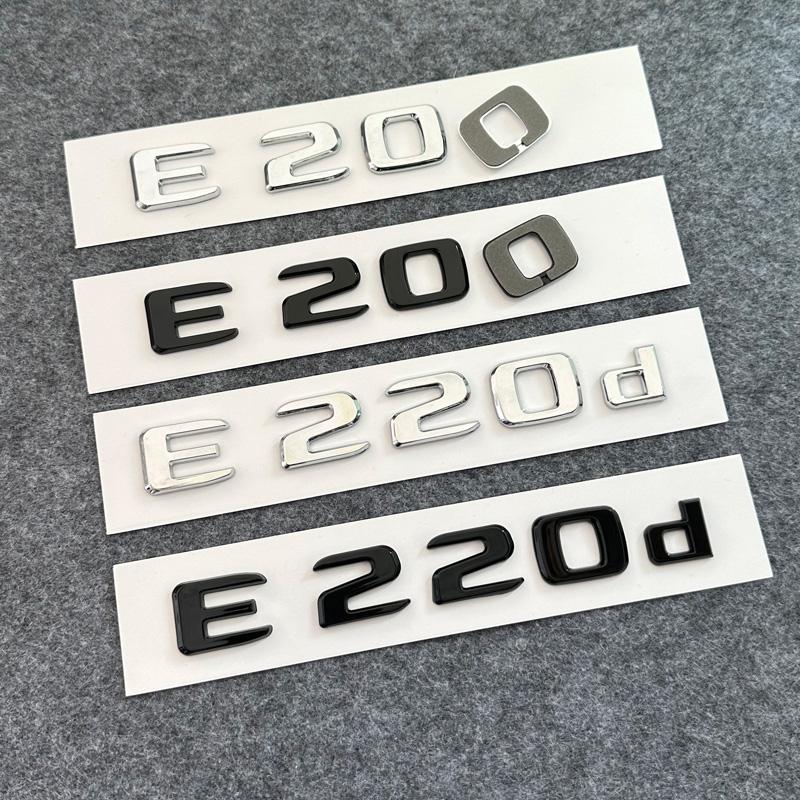 For Mercedes Benz Black Silve Letters E200 E260 E300 E400 E450 E220d E350d E400d 4Matic ABS Emblem for Mercedes Benz Car Trunk Logo Sticker DP1