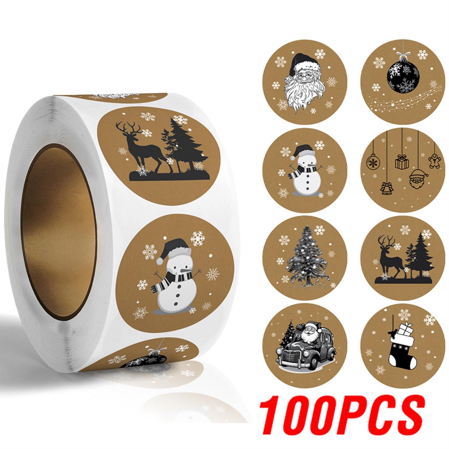 

100-500pcs Kraft Paper Stickers Christmas Gift Decoration Sticker For Package Stationery Stickers Happy Decoration Seal Label