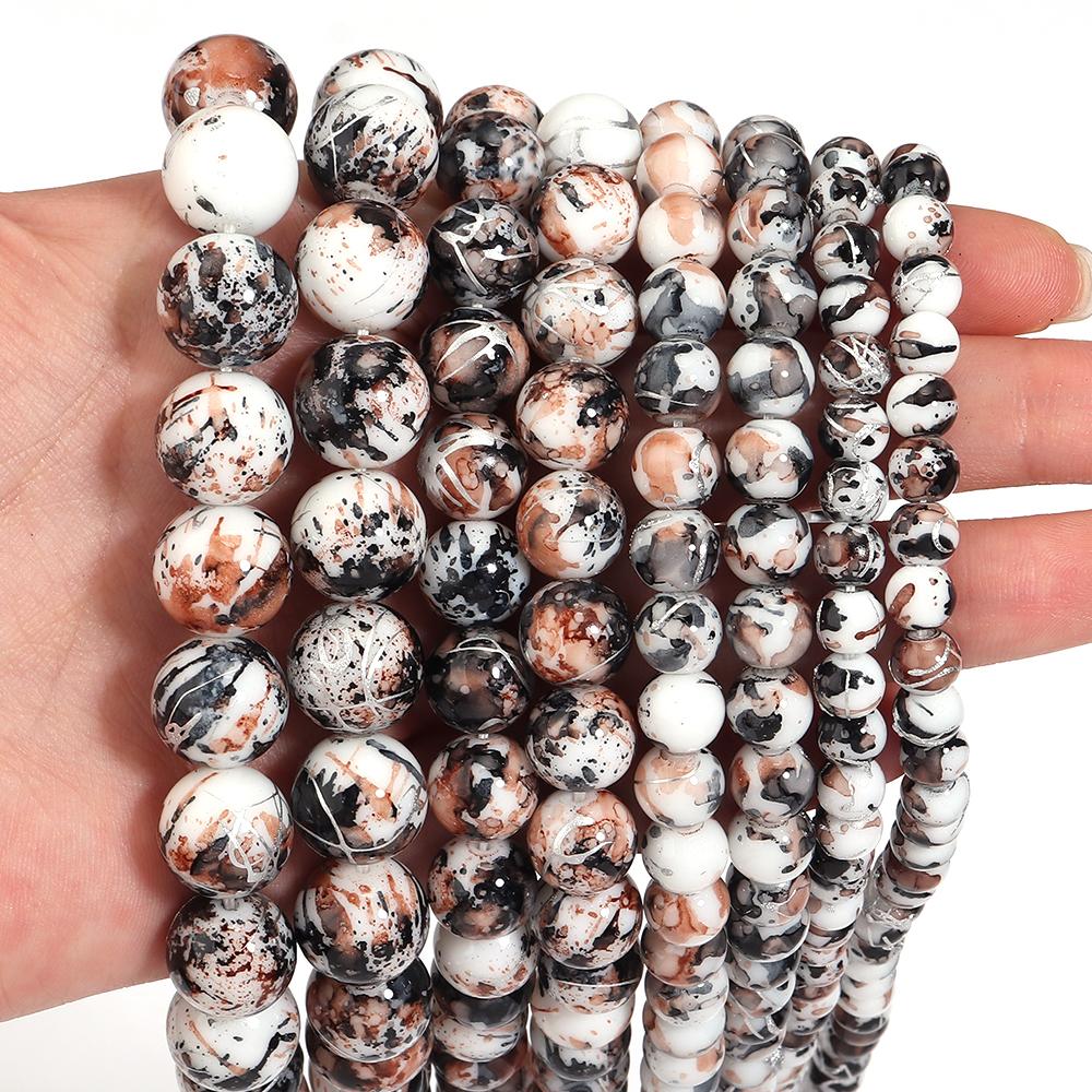 1 Strand 6/8/10/12mm Black Brown Glass Beads Round Loose Spacer Bead For Jewelry Making DIY Crafts Bracelet Necklace Accessories