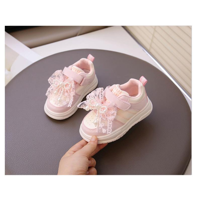 Girls Princess Bowknot Versatile Non Slip Soft Sole Lightweight Kids Sport Sneakers