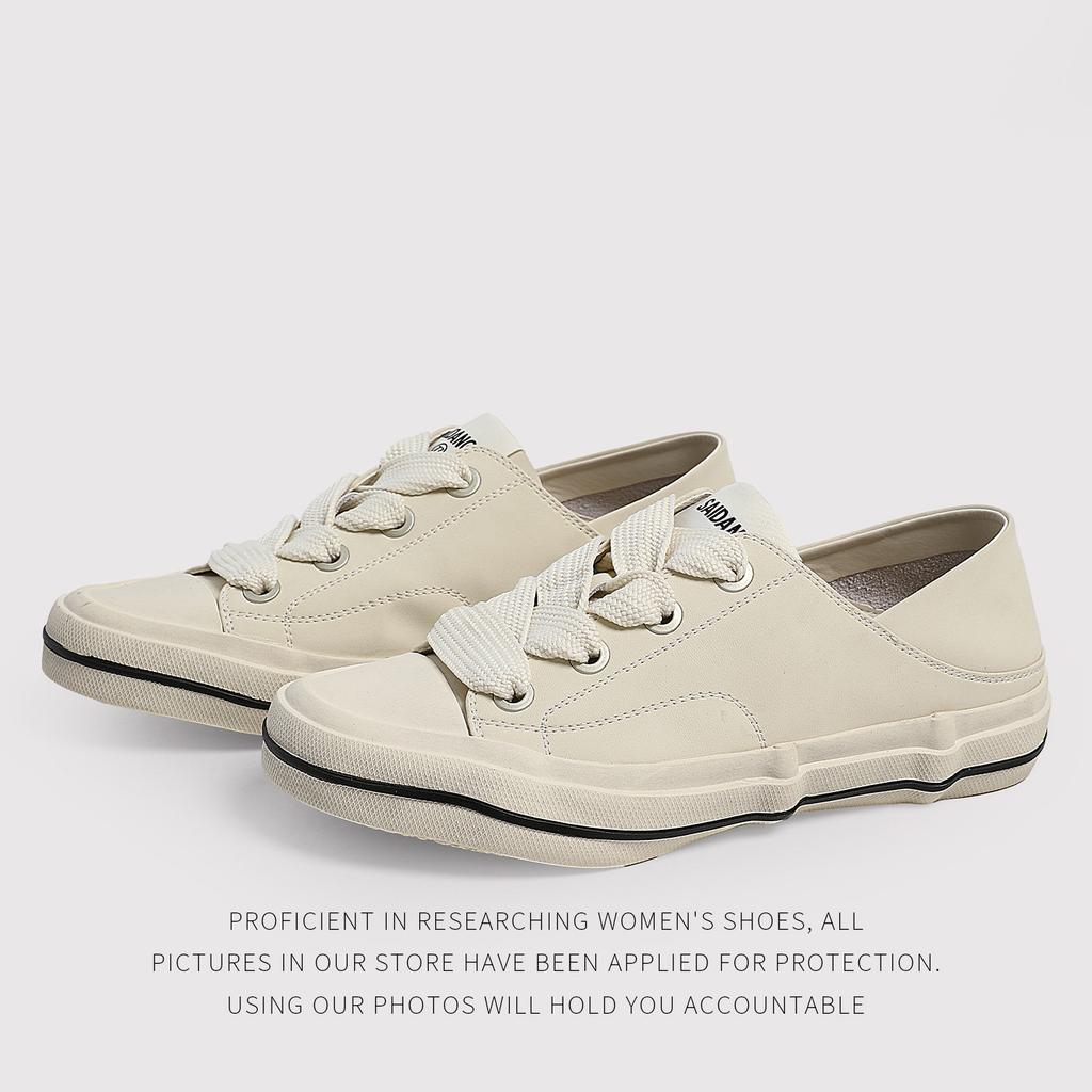 Lace-Up Korean Version Low-Top Red Canvas Shoes Women'S Round Head Retro Casual Retro Board Shoes