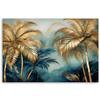 Canvas Print, Blue and Gold Palms On Grey Background