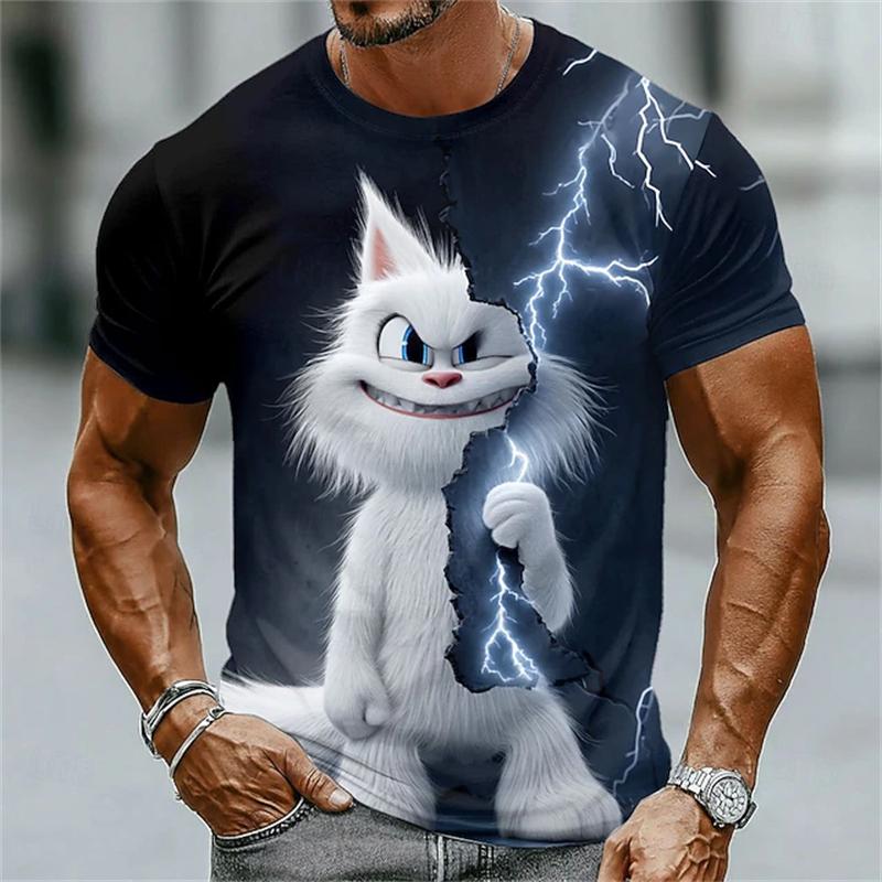 Summer 3D Animal Print T-Shirts Cute Outdoor Men's Short-Sleeve