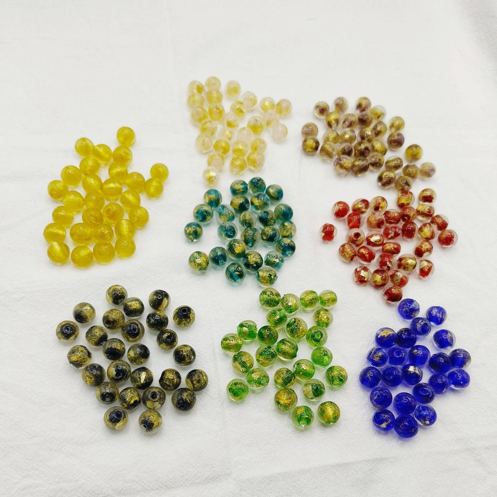 Ancient Style Gold & Silver Foil Glass Cylinder Beads for DIY Bracelet Jewelry