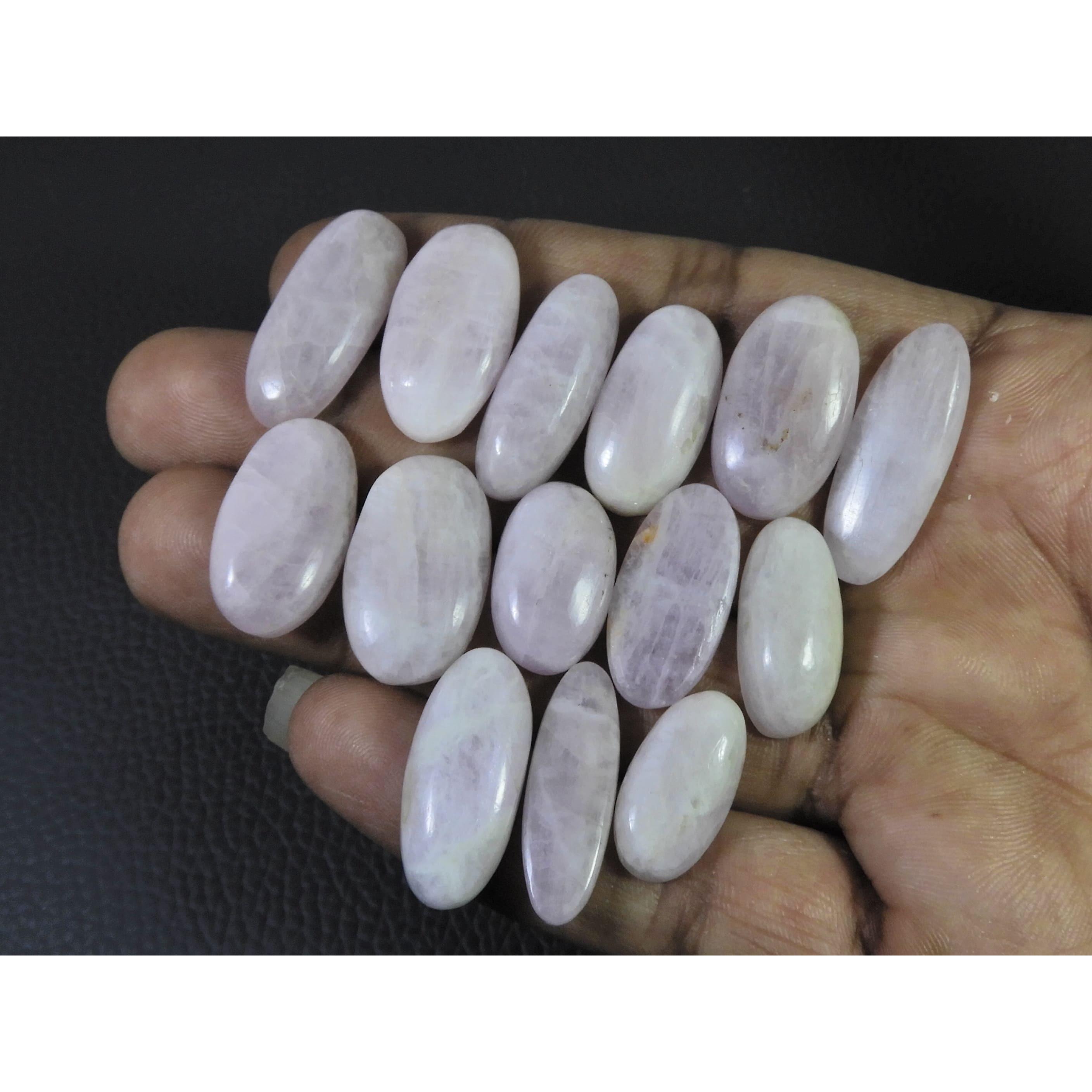 225Cts. Natural Pink Kunzite Oval Cabochon Loose Gemstone 15Pcs Lot 19-24MM C-1176