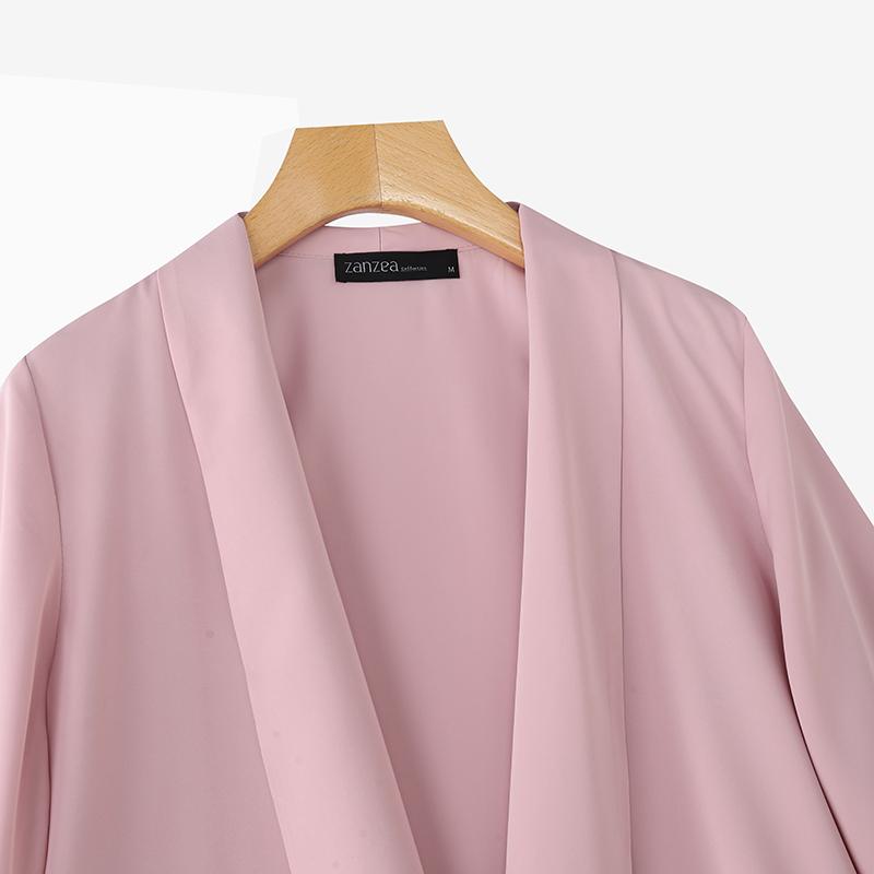 ZANZEA Women Casual Turn Down Collar Loose Long Sleeve Cardigan Tops