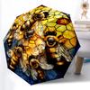 1pc Sturdy 8-Bone Auto Umbrella, Bee and Honeycomb Umbrella, Digital Printed, Foldable Umbrella for On-the-Go Outdoor Use