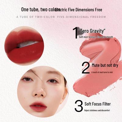Keluoyin Tri-Color Matte Lip Glaze: Double-Ended Lipstick for a Natural, Whitening Look - Ideal for Autumn/Winter, Perfect for Students.