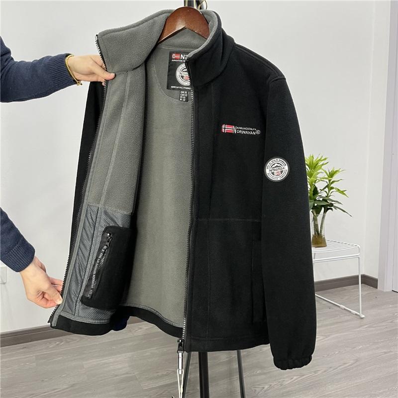 Men's Winter Thick Fleece Warm And Cold Resistant Standing Collar Fleece Jacket