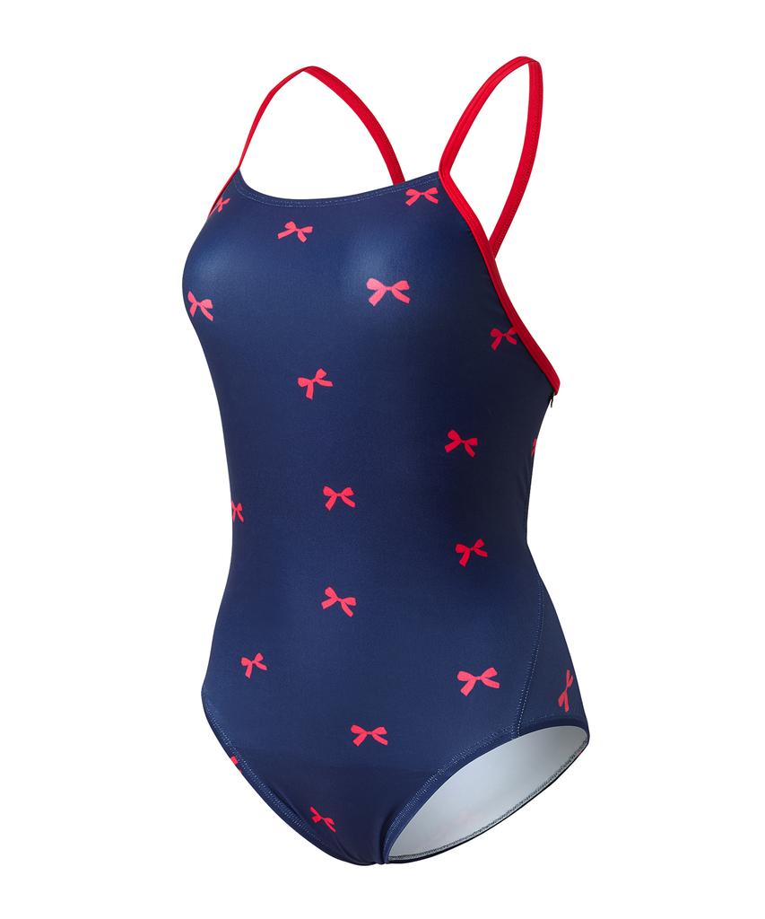 Laelliseupocheu [Qsla206 Nvy] Tie Ribbon Strap X-Back Swimsuit Navy