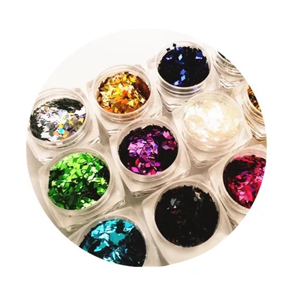 12PCS Rhombus Nail Glitter Sticker Set 3D Slice Kit Diamond Sequins Nail Manicure Polish Gel Tips