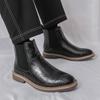 Martin Stiefel Herren Herbst Britischer Stil High-Top Lederschuhe Herren Chelsea Stiefel große Größe Britisches Steinmuster Trend Lederstiefel