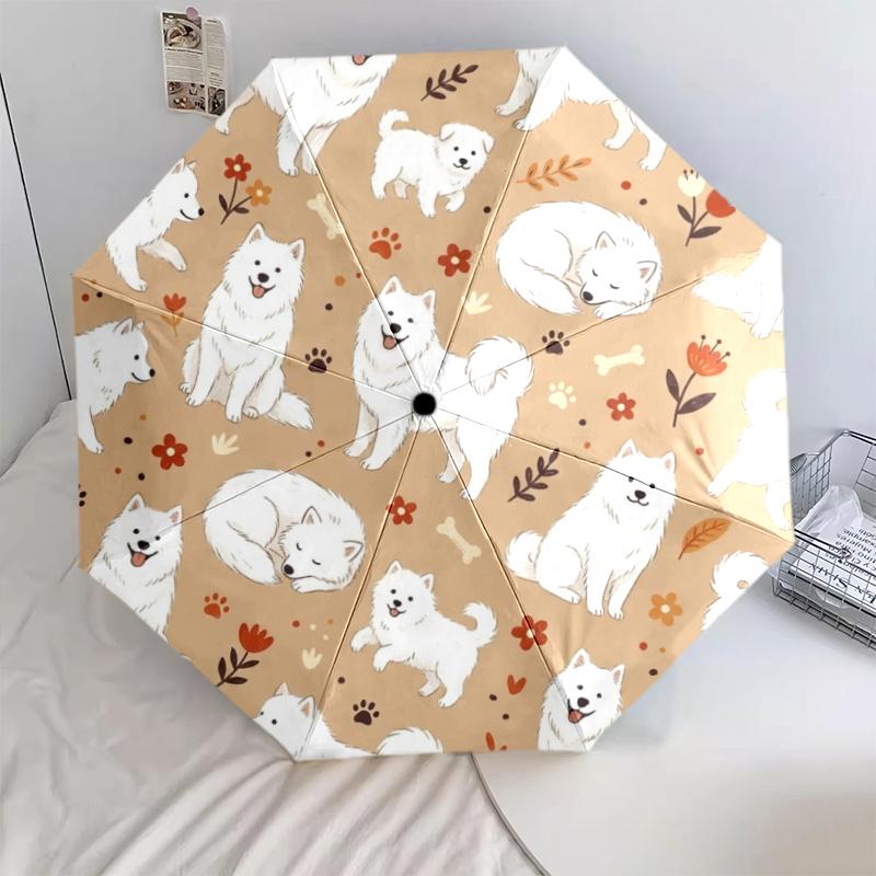 1 PC Automatic Folding Umbrella - Cute Dog Pattern, Portable & Foldable Design with 8 Ribs, Christmas Birthday Gifts