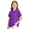 Girls' Short Sleeve School Uniform T-Shirt with Three Button Placket