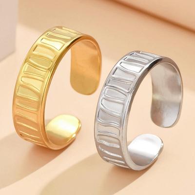 Women's Irregular Geometric Pattern Stainless Steel Open Ring