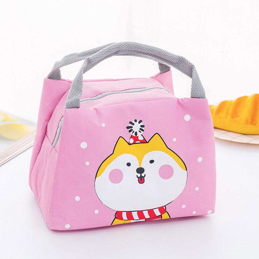 Cute Cartoon Printing Waterproof Insulation Oxford Lunch Bag with Handle for Outsoor Student
