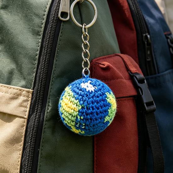 Thickened Metal Ring Crochet Ball Charm Pendant Necklace Plush 1 Pc