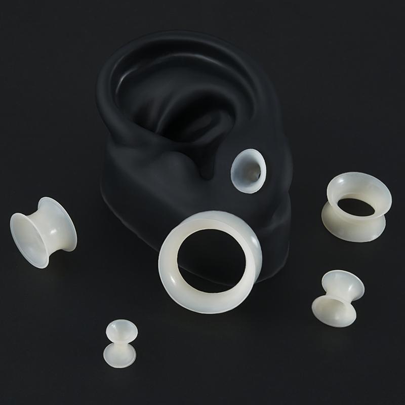 Pair Skin Thin Soft Flexible Ear Tunnels Double Flare Ear Plugs Flesh Tunnel Ear Gauge Expander Stretcher Earlets Earrings