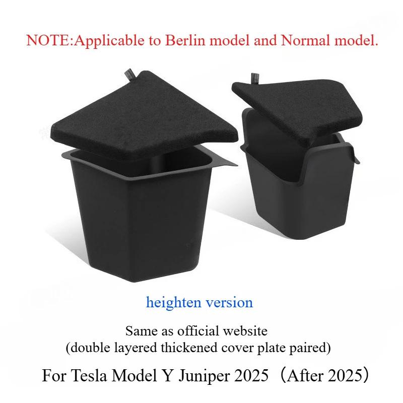 For Tesla Model Y Juniper 2025 Rear Trunk Side Storage Box Cargo Organizer TPE Bin Box Flocking Mat Partition Board Accessories