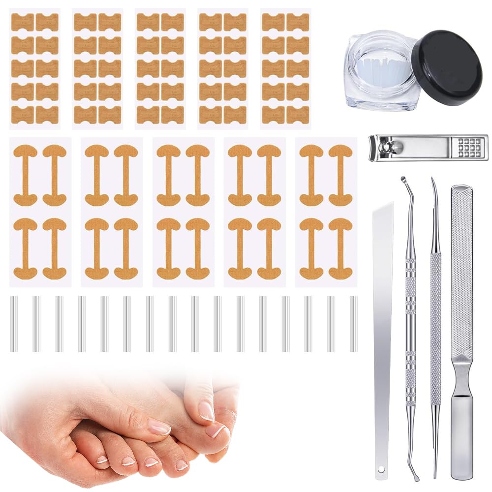 

Профессиональный набор для вросших ногтей с дышащими полосками для вросших ногтей, патчем-корректором для изогнутых ногтей, безболезненным напильником и приподнимателем, инструменты для педикюра для