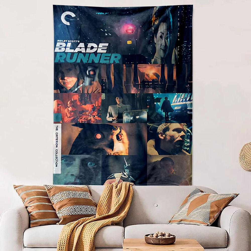 Blade Runner Cult Poster Tapestry Wall Hanging, Harrison Ford Noir Sci-Fi Art, Vintage Movie Wall Decor for Bedroom Man Cave