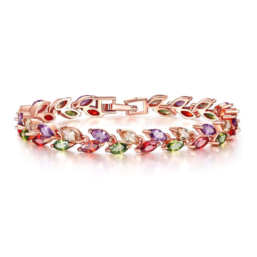 Colorful Crystal Willow Leaf Bracelet Women'S Niche Design Bracelet Bracelet Jewelry Zircon