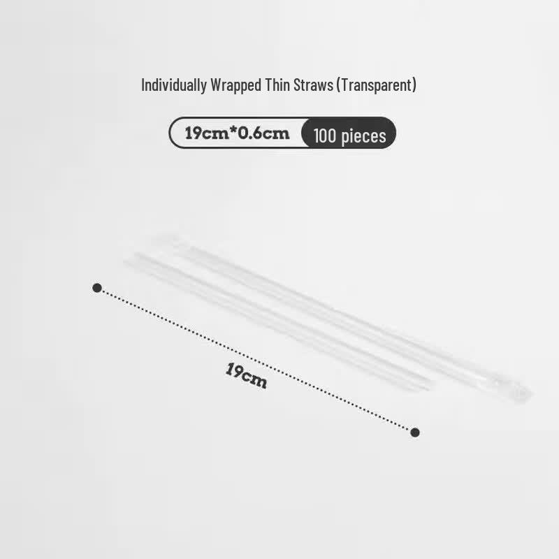 Handun Individually Wrapped Transparent Plastic Straws