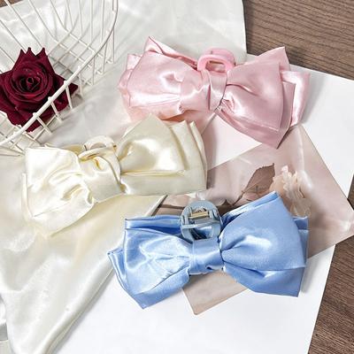 New Elegant Large Bow Hair Claws Fashion Satin Bowknot Hair Clip Hairpins Party Hair Accessories For Women Girls Korean Headwear