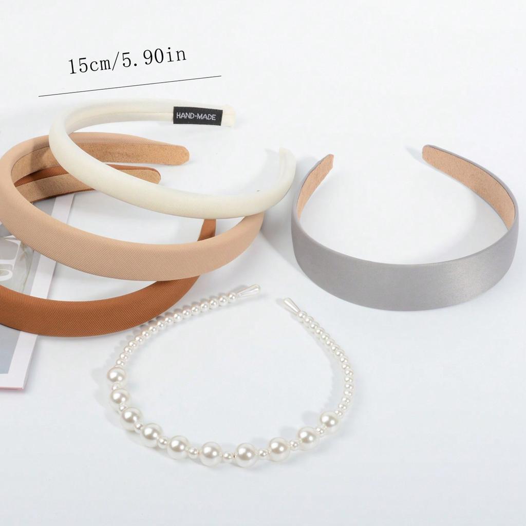 5-Piece Set of Fashionable and Simple French-Style Retro Women's Hairbands with Wide Edges, Suitable for Casual Wear When Going Out