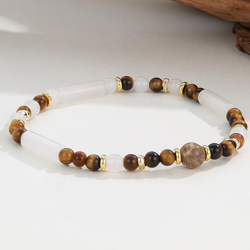 

New Style Tiger Eye & Chrysanthemum Stone Stackable Bracelet – Versatile Natural Hand Accessory