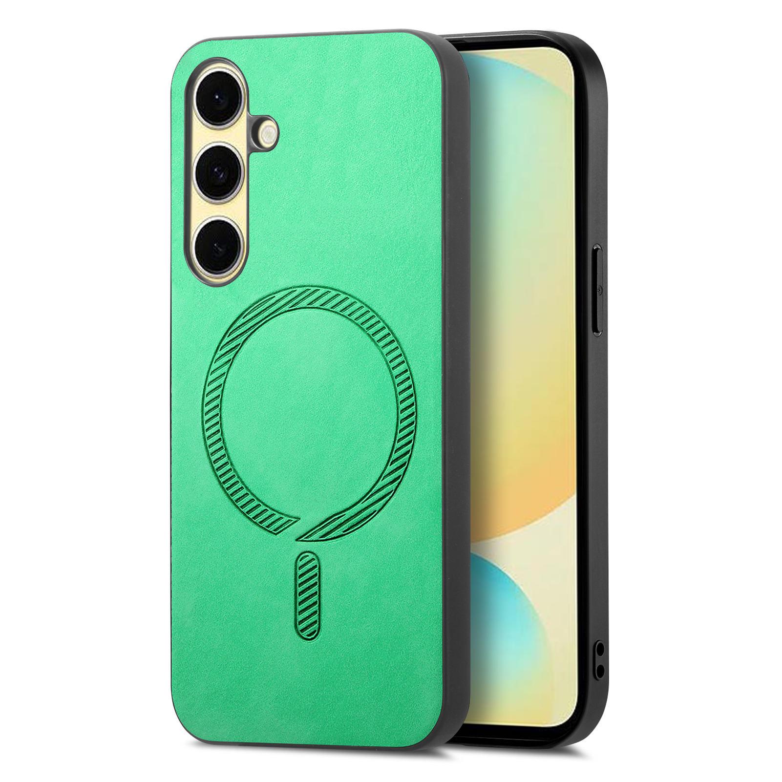 

For Samsung Galaxy A26 5G Leather Back Case Compatible with MagSafe Skin-touch Phone Cover Green