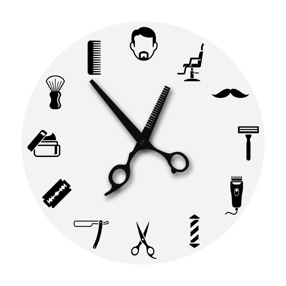 

Вывеска для парикмахерской, оборудование, настенные часы, парикмахерские ножницы, современные бесшумные стрижки, декоративные настенные часы, хипстер