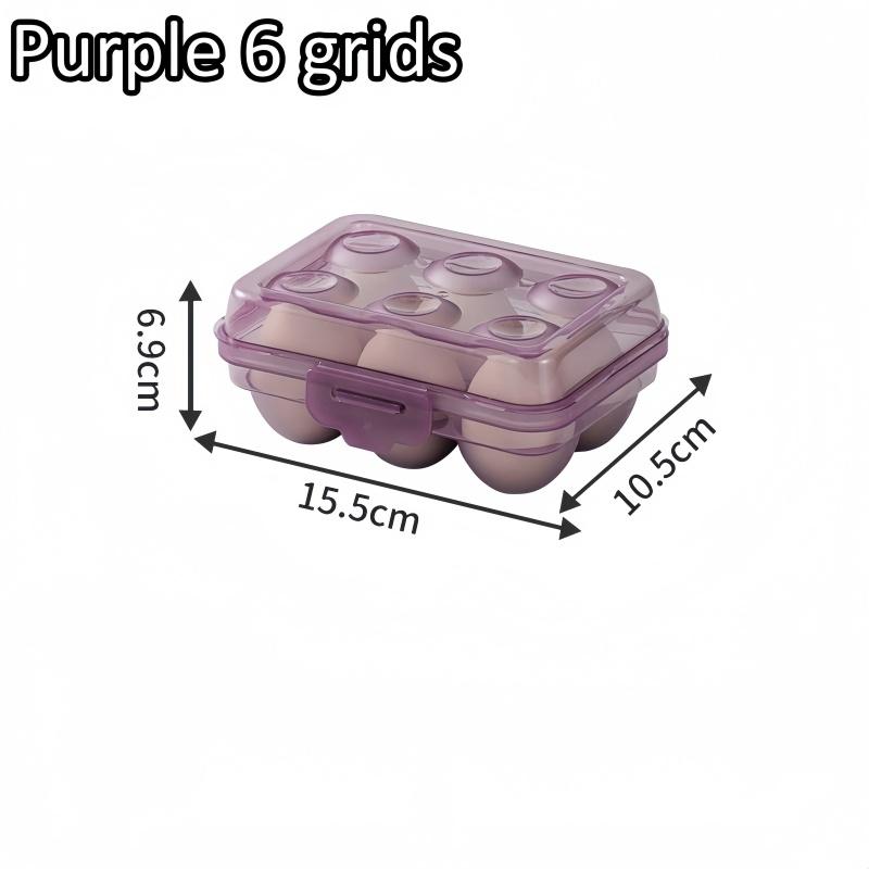 Portable Egg Storage Box with Lid, Durable Plastic Anti-Collision Egg Tray, 6/15/24 Grid Space-Saving Fridge Egg Holder