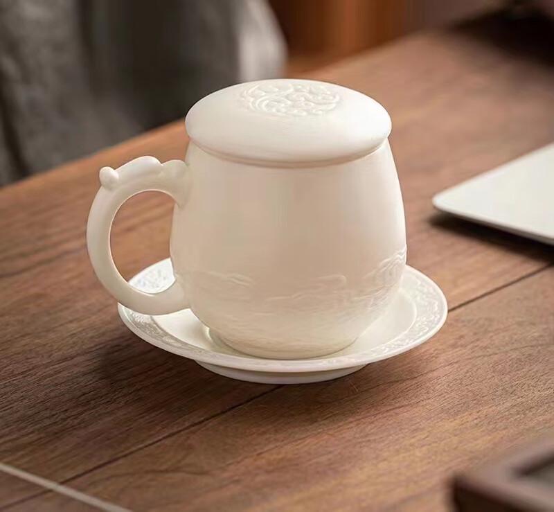 

Mutton Fat Jade Ceramic Tea Infuser Cup