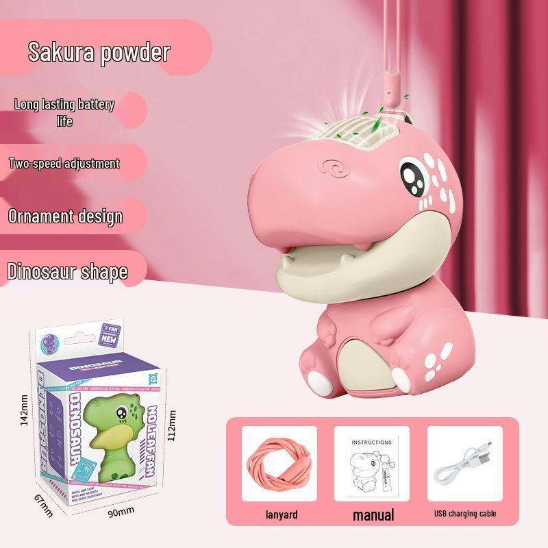 Dinosaur Lanyard Rechargeable Silent Mini Neck-Hanging Handheld Fan for Kids Neck-hanging Version