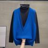 Deep V-neck Knitted Vest Vest Women's Spring and Autumn Loose Waistcoat Outer Wear Clothes Outer Sweater Waistcoat