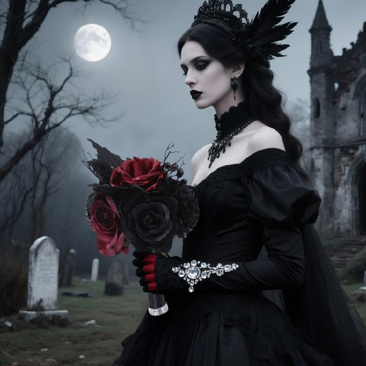 Bridesmaids Bouquet Gothic Flowers Bouquet for Bridesmaids Dark Wedding Bouquet for Halloween Party Ceremony Anniversary