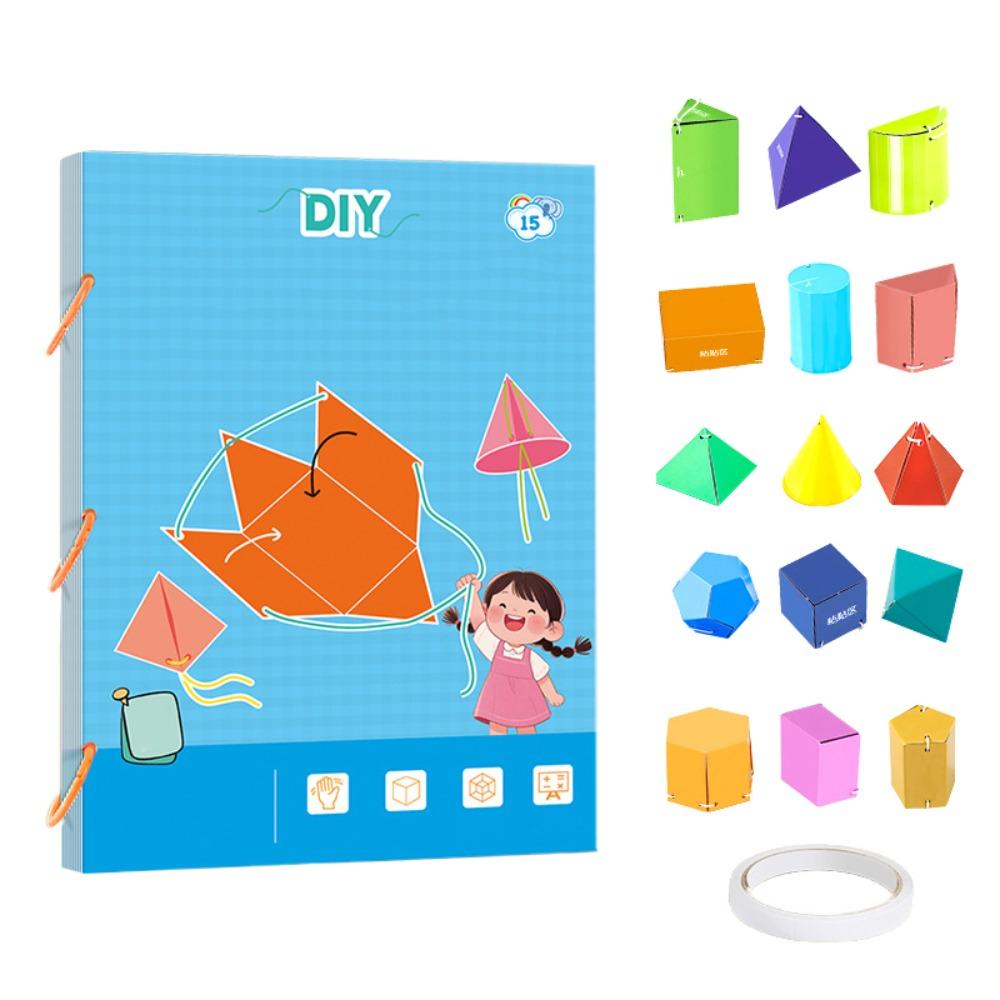 Educational Toys 3D Geometry Learning Book DIY Paste Material Kit  Toddlers