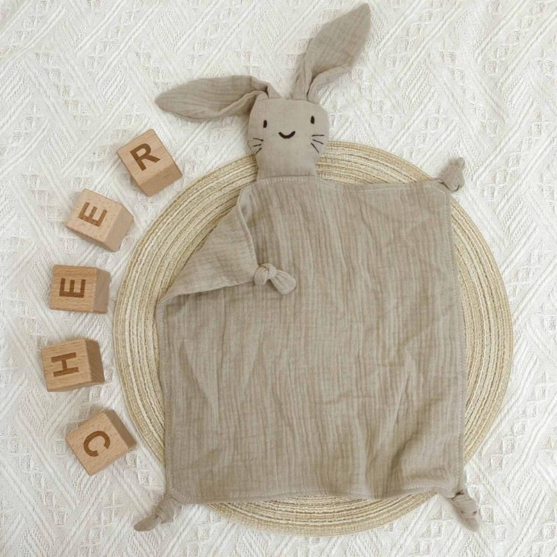 Baby Soothe Blanket Soft Gauze Bibs Teether Burp Cloth Gift Cute Rabbit for Doll Appease Towel Comfort Sleeping Cuddling