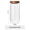 ZISIZ Round Glass Storage Jar with Solid Wood Lid
