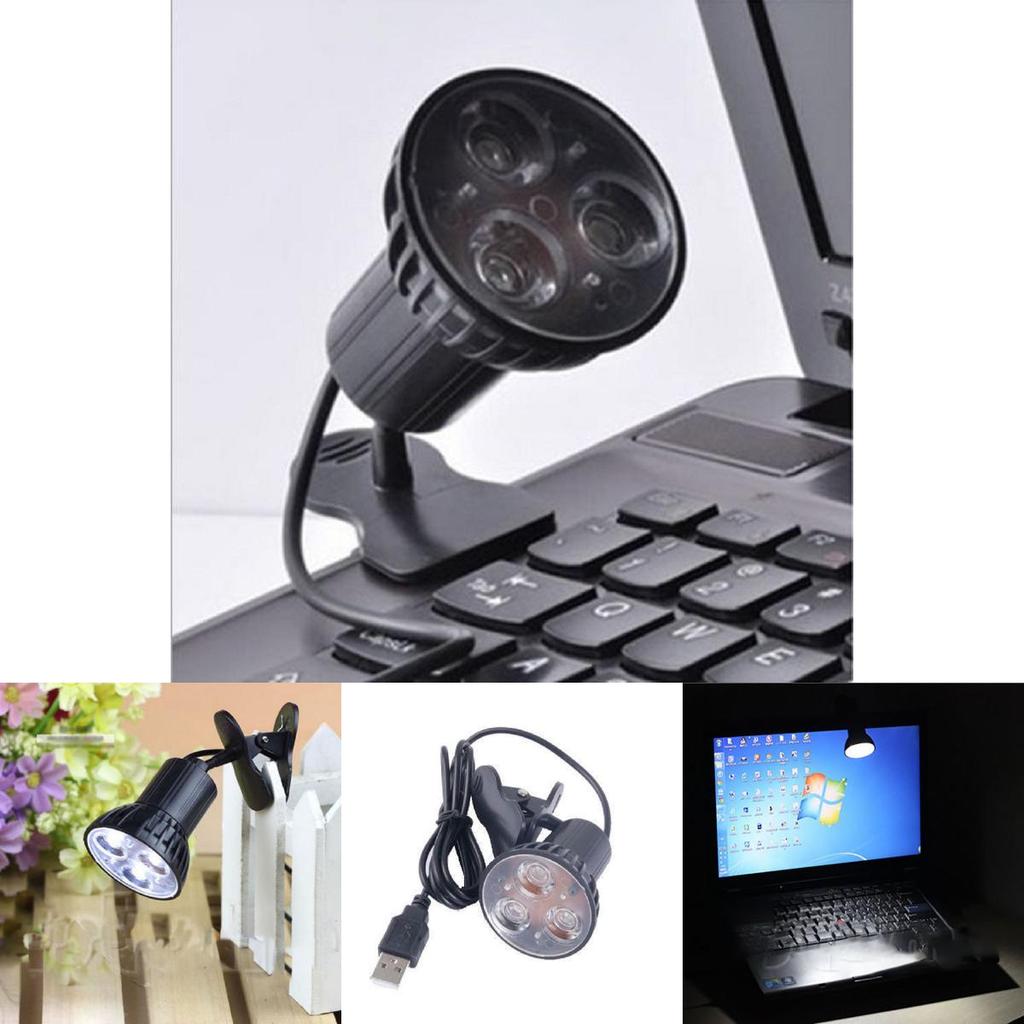 Lâmpada USB Portátil de Qualidade Premium com 3 LEDs e Clipe para Notebook e Luzes de Leitura