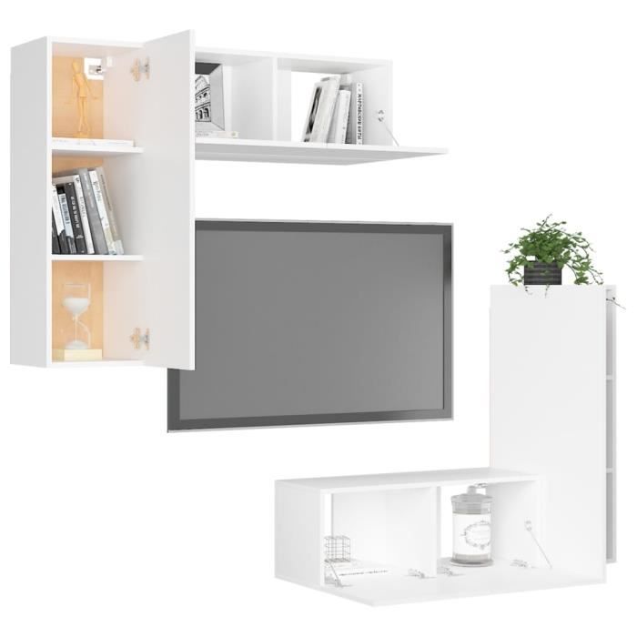 VidaXL TV Unit Set 4 Pcs White Chipboard.