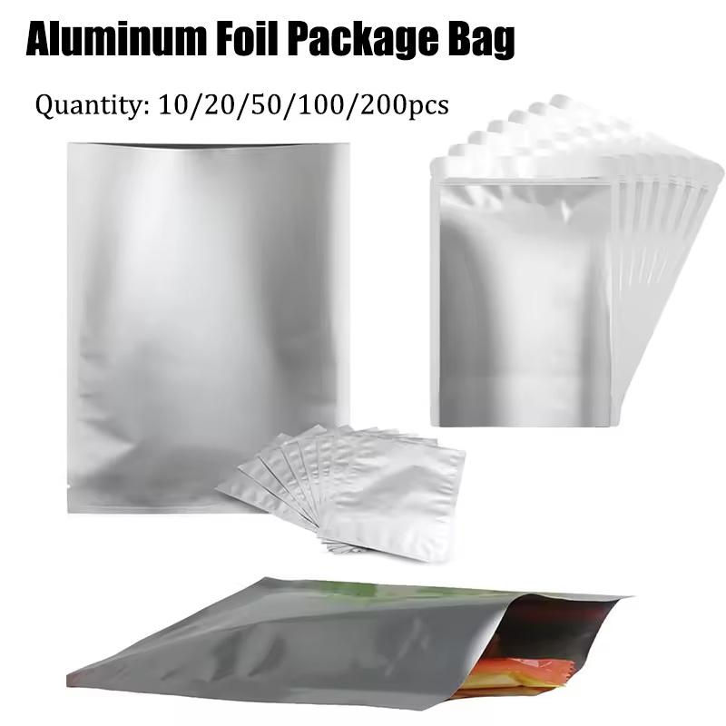 100Pcs Silver Dumb Transparent Bags Heat Seal - Top Open Mylar Foil Bag Matte Surface Plastic Food Package Powder/Sauce Pouch