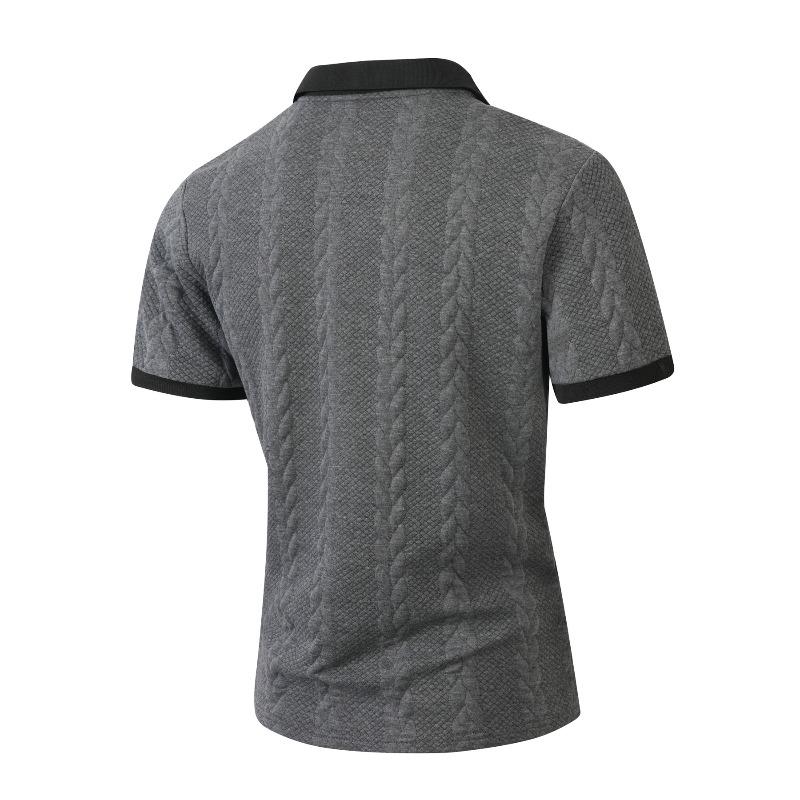Men's Solid Color Collared Short-Sleeve Knit Polo Shirt.