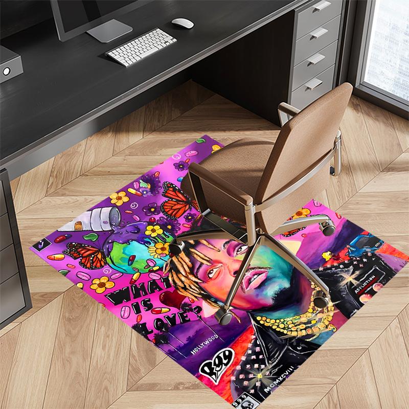 1pc Juice WRLD Print Area Rug - Soft, Washable Non-Slip Indoor Mat for Office Chairs, Living Room, Home Office Decorative Rug