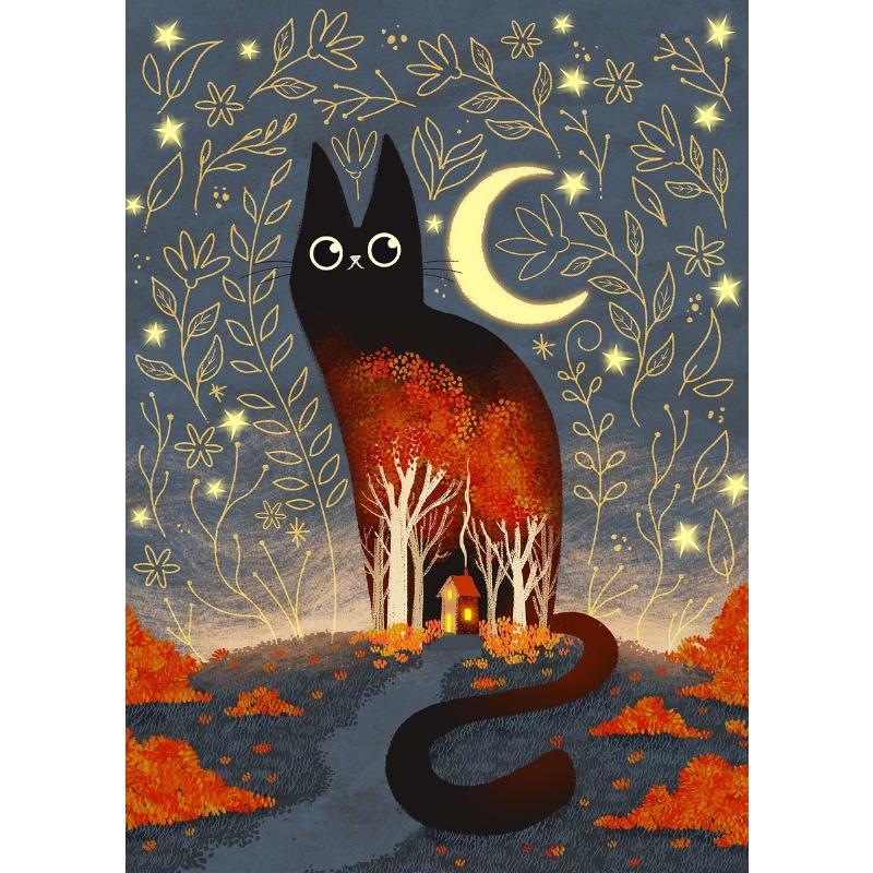 

Милый Черный Кот Лес Звезда Луна Мультяшная Иллюстрация Постеры Принты Холст Картина Настенное Искусство Картина Гостиная Домашний Декор 21cm×30cm NoFrame
