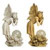 Angel Sculpture Craft with Solar Light Resin Angel Ornament Flower Fairy Angel Statue for Lawn Decoration Balcony Yard Art Home