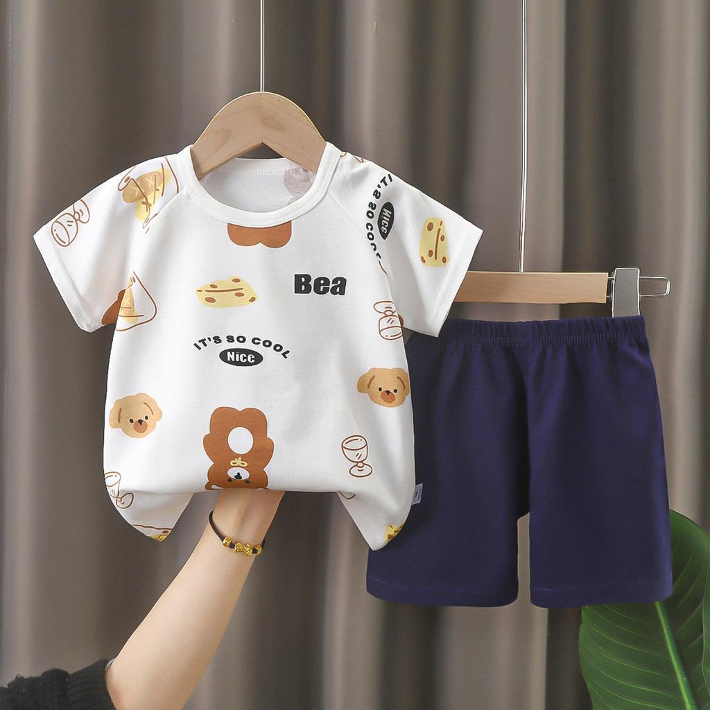 Fashion Toddler Kids 2-Piece Outfit Cartoon Print T-Shirt & Shorts Set