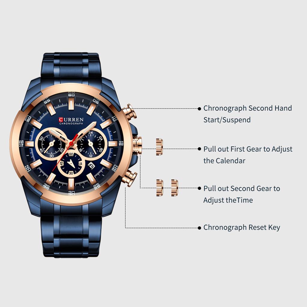 CURREN 8361 Quarz-Mann-Armbanduhr für Herren-Herrenuhren mit Kalenderanzeige und Datum