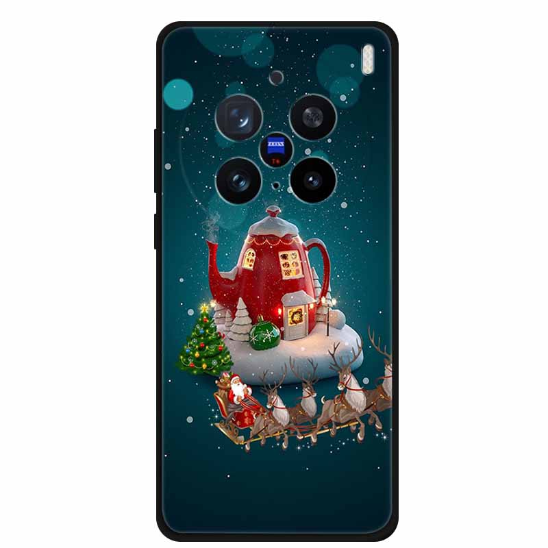 Christmas Cover For Vivo X200 Pro 6.78"Black Silicone Case For vivo X200 Pro mini 6.31" TPU Santa Claus ChristmasTree Back Cover
